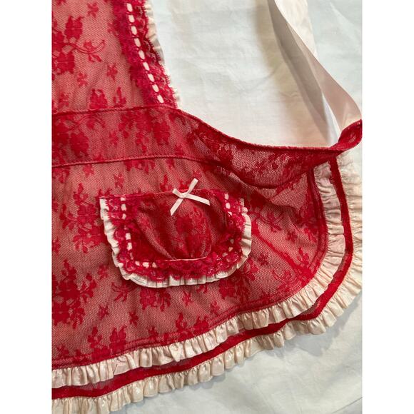 Victoria’s Secret Red Lace French Maid Apron Lingerie Set Size 34D - Picture 5 of 8